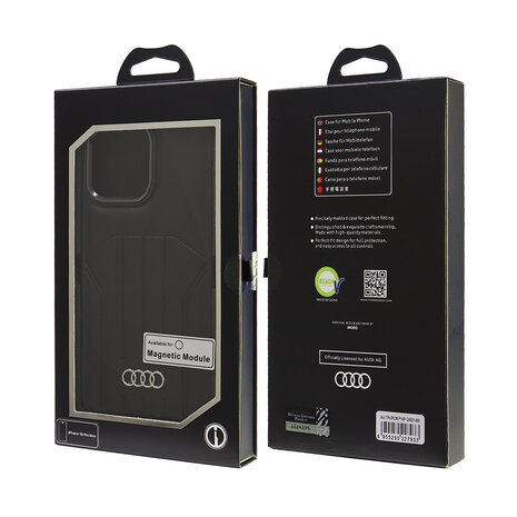 Audi Audi iPhone 16 Pro Back-Cover hul - synthetic leather - magsafe - Schwarz Audi Audi iPhone 16 Pro Back-Cover hul - synthetic leather - magsafe - Schwarz