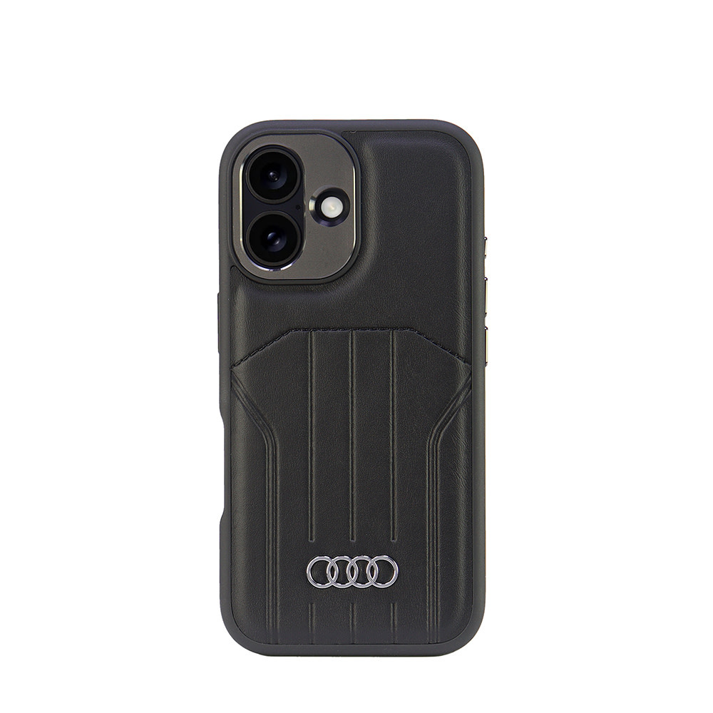Audi Audi iPhone 16 Backcover hoesje synthetic leather - magsafe - Zwart