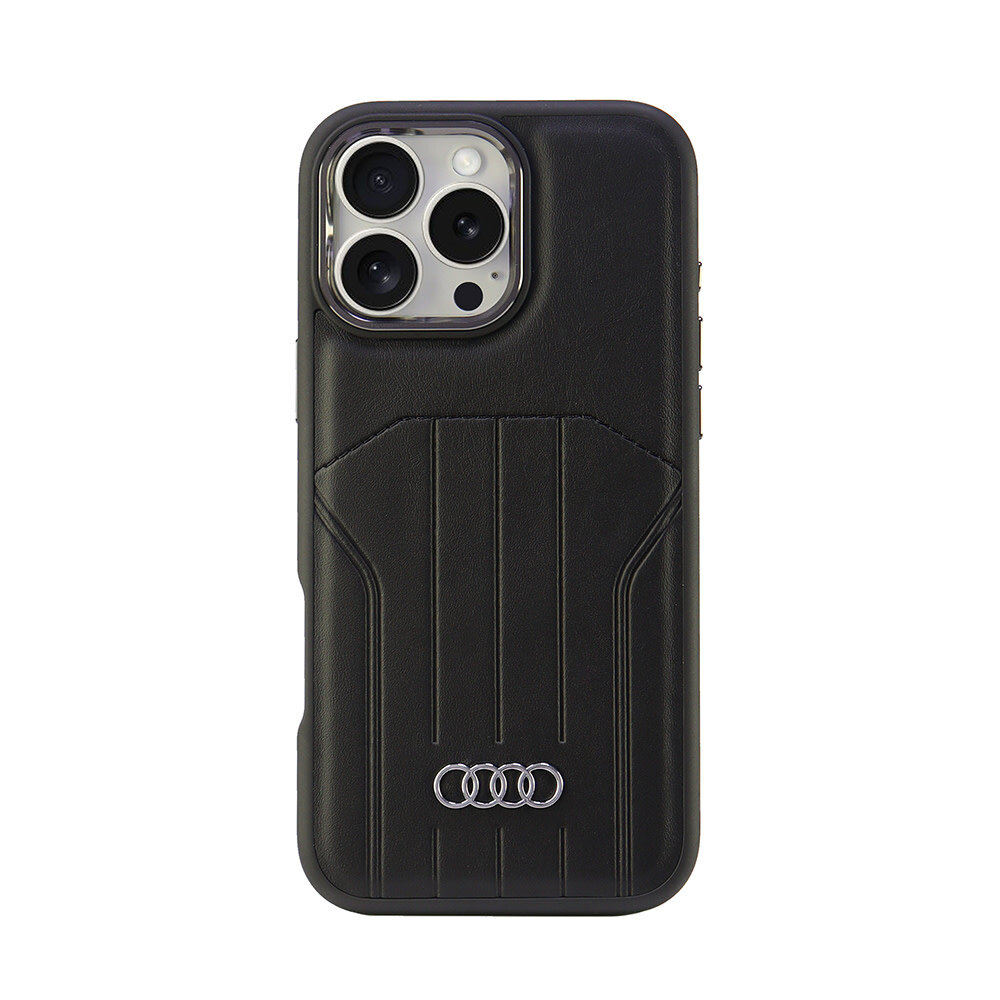Audi Audi iPhone 16 Pro Max Back cover coque synthetic leather - magsafe - Noir Audi Audi iPhone 16 Pro Max Back cover coque synthetic leather - magsafe - Noir