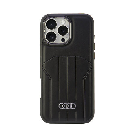 Audi Audi iPhone 16 Pro Max Back cover coque synthetic leather - magsafe - Noir Audi Audi iPhone 16 Pro Max Back cover coque synthetic leather - magsafe - Noir
