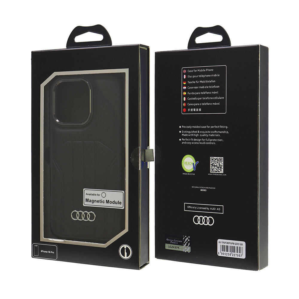 Audi Audi iPhone 16 Pro Max Back cover coque synthetic leather - magsafe - Noir Audi Audi iPhone 16 Pro Max Back cover coque synthetic leather - magsafe - Noir