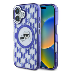 Karl Lagerfeld iPhone 16 Back cover coque Magsafe IML metal monogram kc - Violet