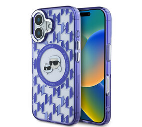Karl Lagerfeld Karl Lagerfeld iPhone 16 Backcover hoesje Magsafe IML metal monogram kc - Paars Karl Lagerfeld Karl Lagerfeld iPhone 16 Backcover hoesje Magsafe IML metal monogram kc - Paars