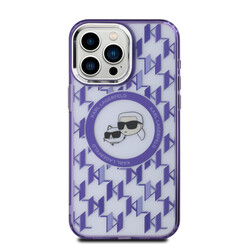Karl Lagerfeld iPhone 16 Pro Max Backcover hoesje Magsafe IML metal monogram kc - Paars
