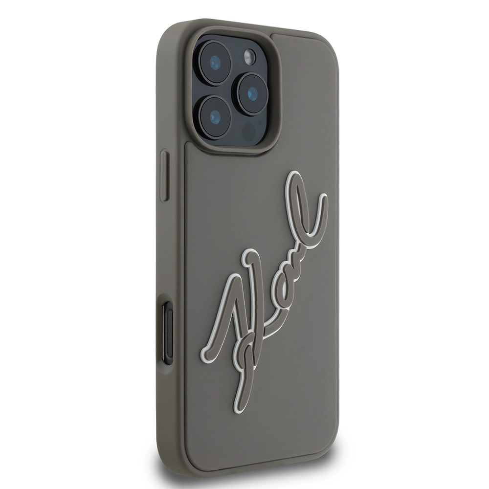 Karl Lagerfeld Karl Lagerfeld iPhone 16 Pro Max Backcover hoesje 3D rubber signature - Grijs, foto 4 van 6