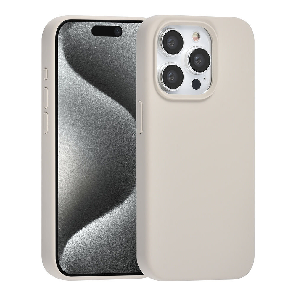 TUNIQ TUNIQ iPhone 15 Pro Back cover coque Premium Liquid silicone - Beige TUNIQ TUNIQ iPhone 15 Pro Back cover coque Premium Liquid silicone - Beige