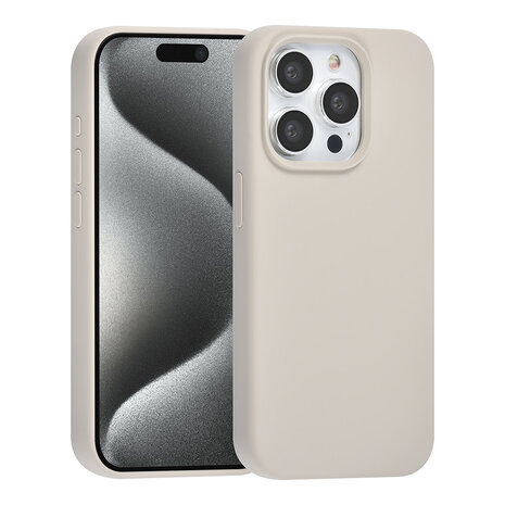 TUNIQ TUNIQ iPhone 15 Pro Backcover hoesje Premium Liquid silicone - Beige TUNIQ TUNIQ iPhone 15 Pro Backcover hoesje Premium Liquid silicone - Beige