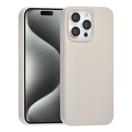 TUNIQ TUNIQ iPhone 15 Pro Max Back-Cover hul - Premium Liquid silicone - Beige TUNIQ TUNIQ iPhone 15 Pro Max Back-Cover hul - Premium Liquid silicone - Beige