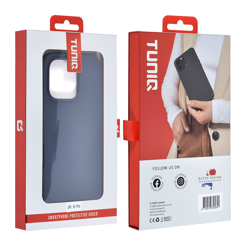 TUNIQ TUNIQ iPhone 16 Pro Backcover hoesje Premium Liquid silicone - DonkerBlauw, foto 4 van 6