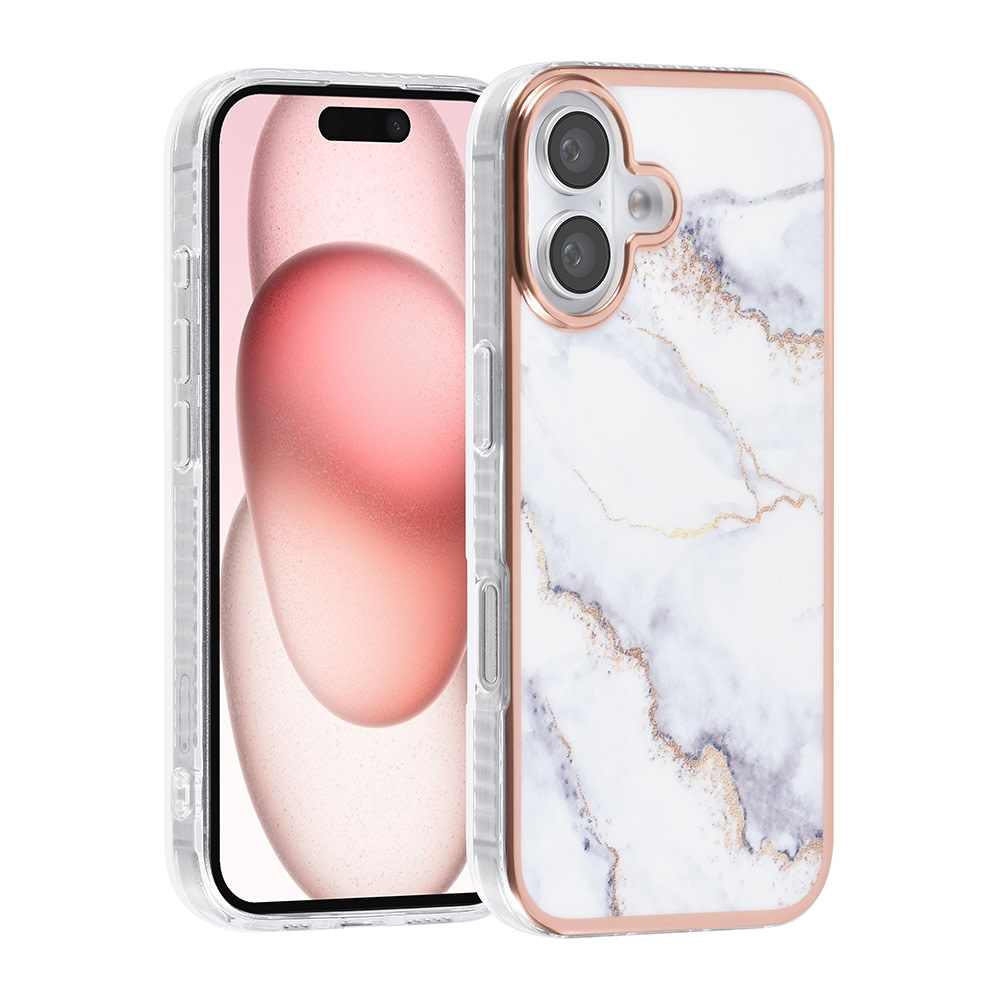 TUNIQ TUNIQ iPhone 16 Backcover hoesje Silicone - Marble White