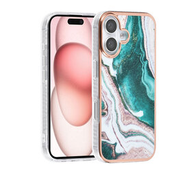 TUNIQ TUNIQ iPhone 16 Back cover case - Silicone - Marble Green