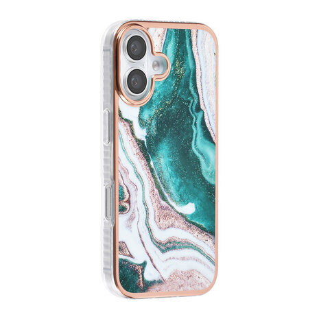 TUNIQ TUNIQ iPhone 16 Back cover case - Silicone - Marble Green