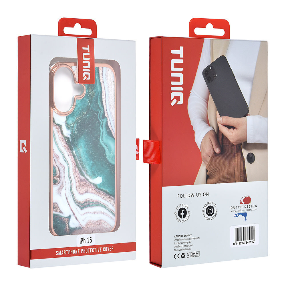 TUNIQ TUNIQ iPhone 16 Back cover case - Silicone - Marble Green