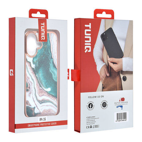 TUNIQ TUNIQ iPhone 16 Back-Cover hul - Silicone - Marble Green