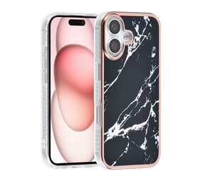 TUNIQ TUNIQ iPhone 16 Back-Cover hul - Silicone - Marble Black