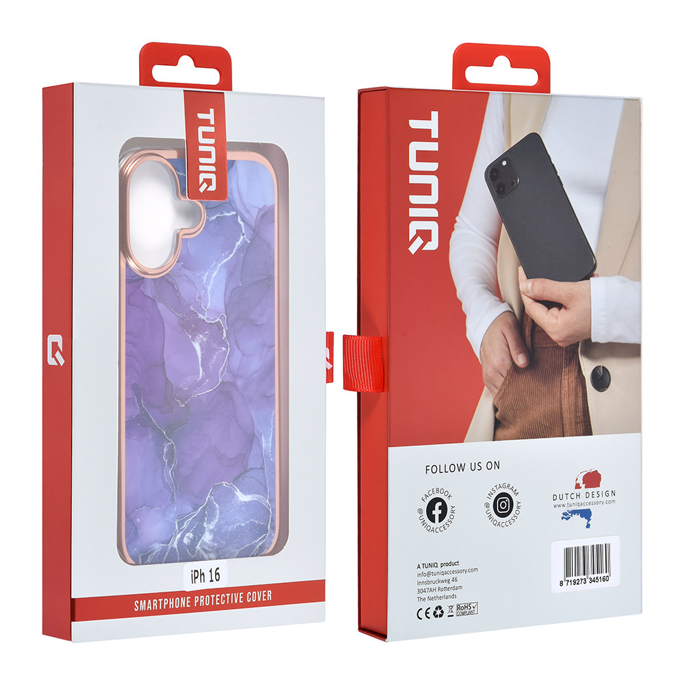 TUNIQ TUNIQ iPhone 16 Backcover hoesje Silicone - Marble Purple, foto 4 van 4