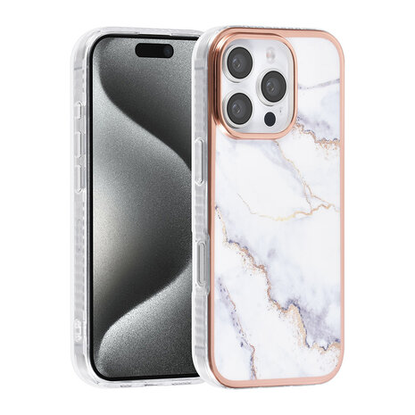 TUNIQ TUNIQ iPhone 16 Pro Backcover hoesje Silicone - Marble White