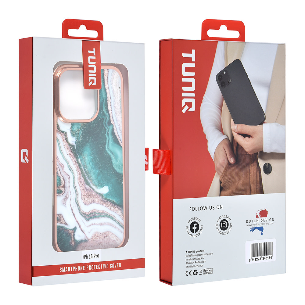 TUNIQ TUNIQ iPhone 16 Pro Backcover hoesje Silicone - Marble Green, foto 4 van 4
