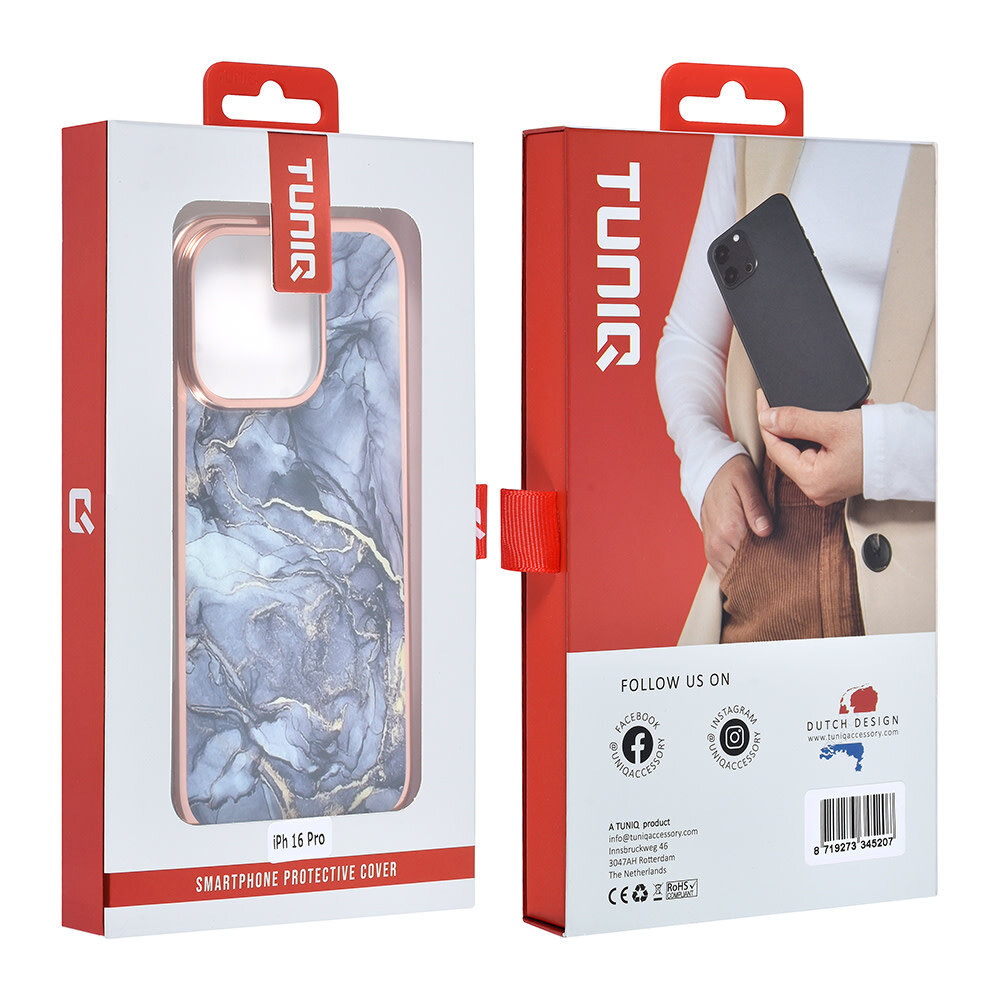 TUNIQ TUNIQ iPhone 16 Pro Back cover coque Silicone - Marble Grey