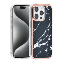 TUNIQ iPhone 16 Pro Back-Cover hul - Silicone - Marble Black