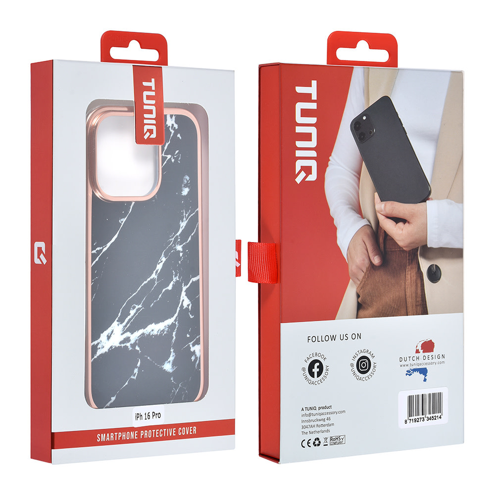TUNIQ TUNIQ iPhone 16 Pro Backcover hoesje Silicone - Marble Black, foto 4 van 4