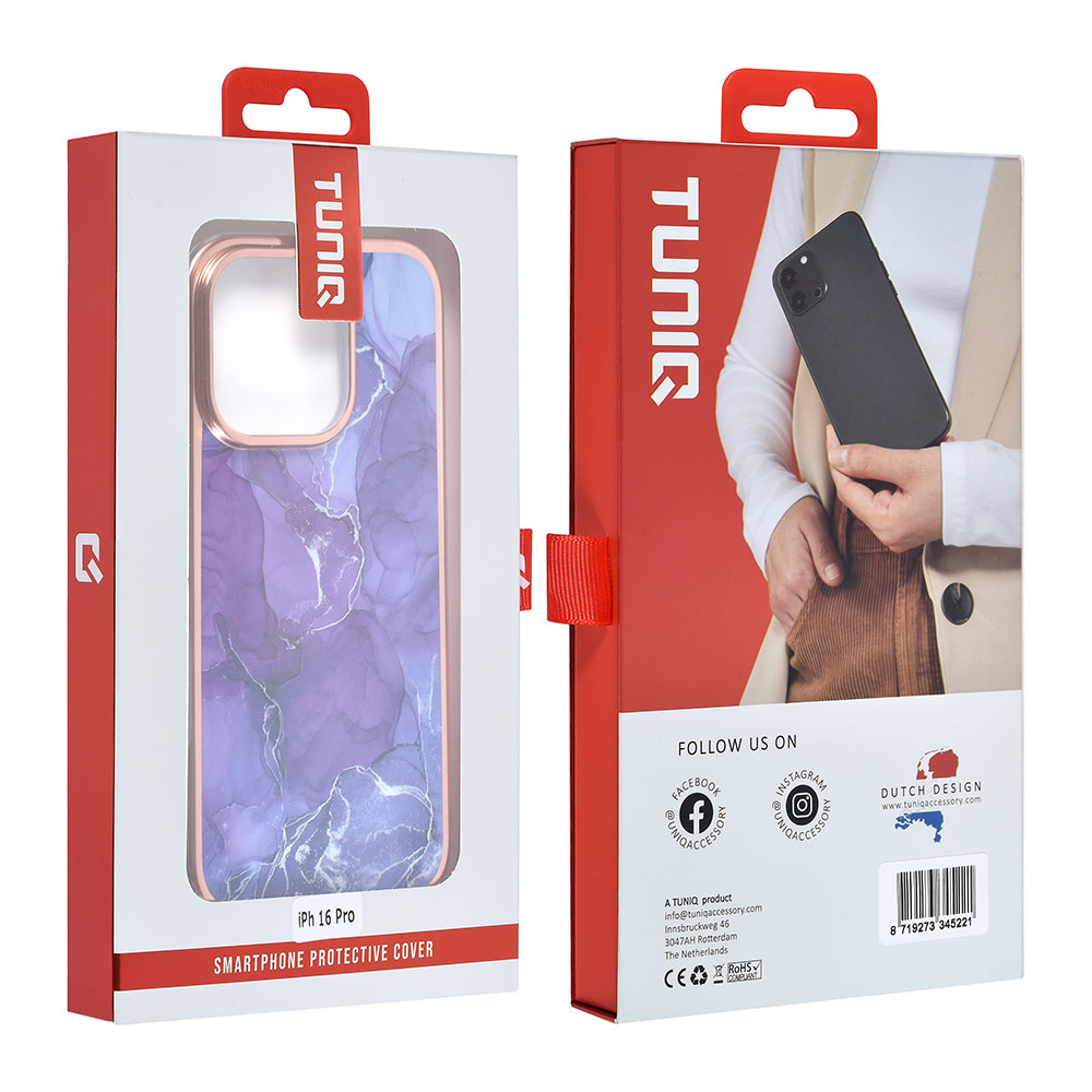 TUNIQ TUNIQ iPhone 16 Pro Backcover hoesje Silicone - Marble Purple, foto 4 van 4