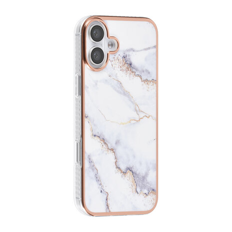 TUNIQ TUNIQ iPhone 16 Plus Backcover hoesje Silicone - Marble White TUNIQ TUNIQ iPhone 16 Plus Backcover hoesje Silicone - Marble White