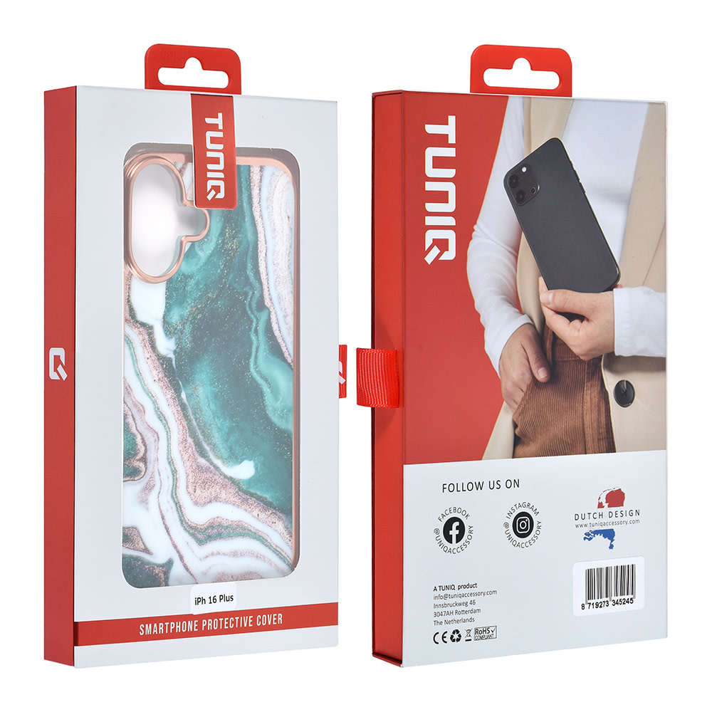 TUNIQ TUNIQ iPhone 16 Plus Backcover hoesje Silicone - Marble Green, foto 4 van 4
