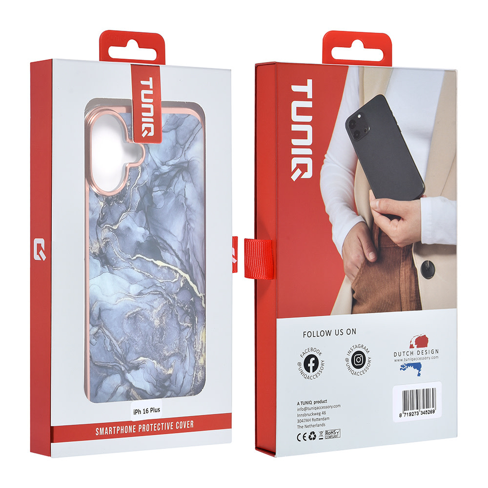 TUNIQ TUNIQ iPhone 16 Plus Backcover hoesje Silicone - Marble Grey, foto 4 van 4