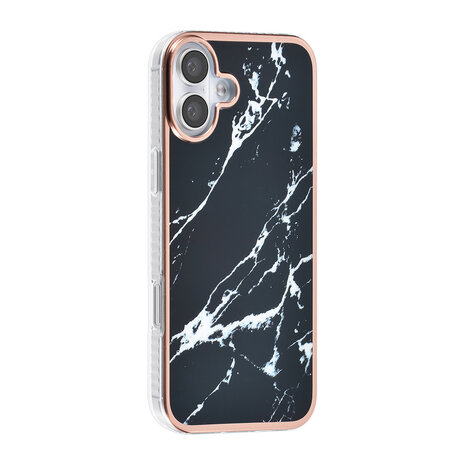 TUNIQ TUNIQ iPhone 16 Plus Back-Cover hul - Silicone - Marble Black