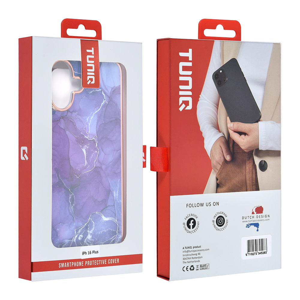 TUNIQ TUNIQ iPhone 16 Plus Backcover hoesje Silicone - Marble Purple, foto 4 van 4