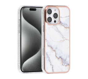 TUNIQ TUNIQ iPhone 16 Pro Max Back cover case - Silicone - Marble White TUNIQ TUNIQ iPhone 16 Pro Max Back cover case - Silicone - Marble White