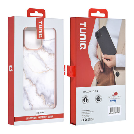 TUNIQ TUNIQ iPhone 16 Pro Max Back cover case - Silicone - Marble White TUNIQ TUNIQ iPhone 16 Pro Max Back cover case - Silicone - Marble White