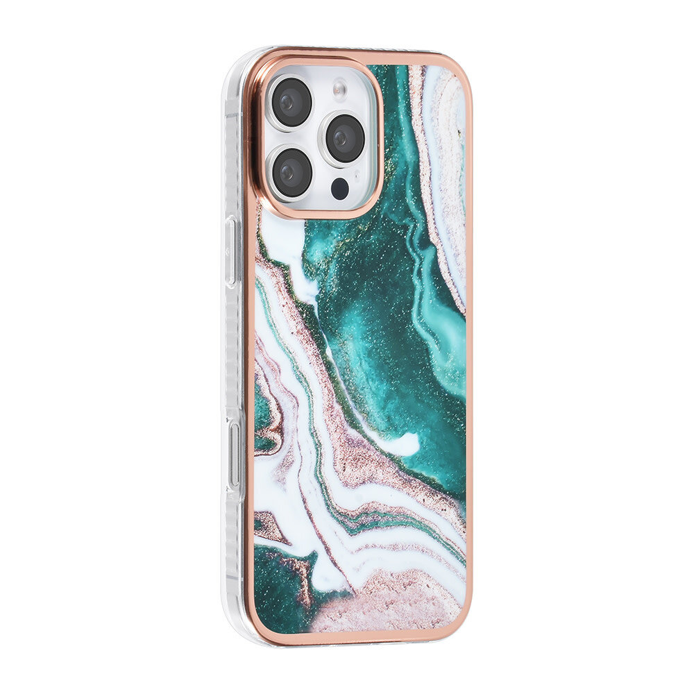TUNIQ TUNIQ iPhone 16 Pro Max Back-Cover hul - Silicone - Marble Green TUNIQ TUNIQ iPhone 16 Pro Max Back-Cover hul - Silicone - Marble Green