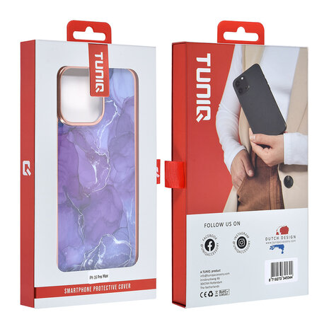 TUNIQ TUNIQ iPhone 16 Pro Max Back cover coque Silicone - Marble Purple TUNIQ TUNIQ iPhone 16 Pro Max Back cover coque Silicone - Marble Purple