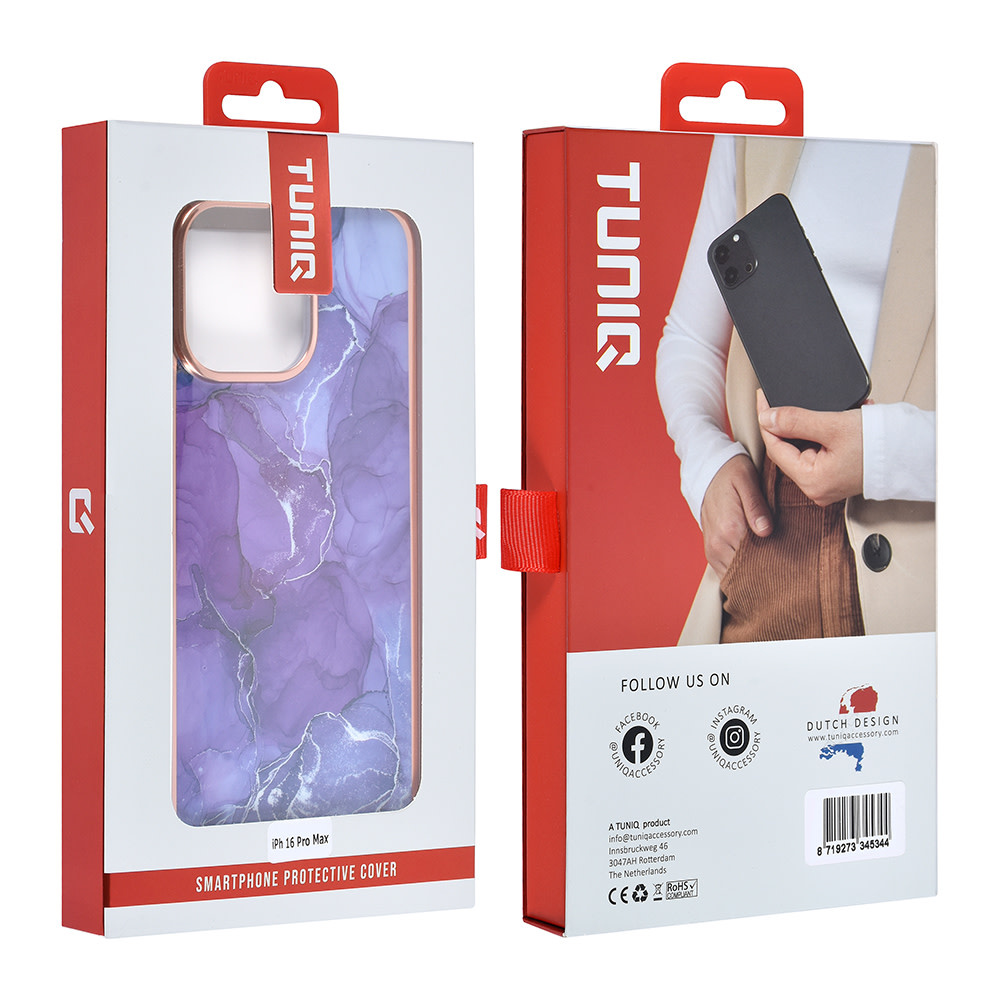TUNIQ TUNIQ iPhone 16 Pro Max Backcover hoesje Silicone - Marble Purple, foto 4 van 4