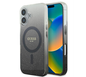 Guess Guess iPhone 16 Back cover case - Magsafe IML glitter gradient - Black Guess Guess iPhone 16 Back cover case - Magsafe IML glitter gradient - Black