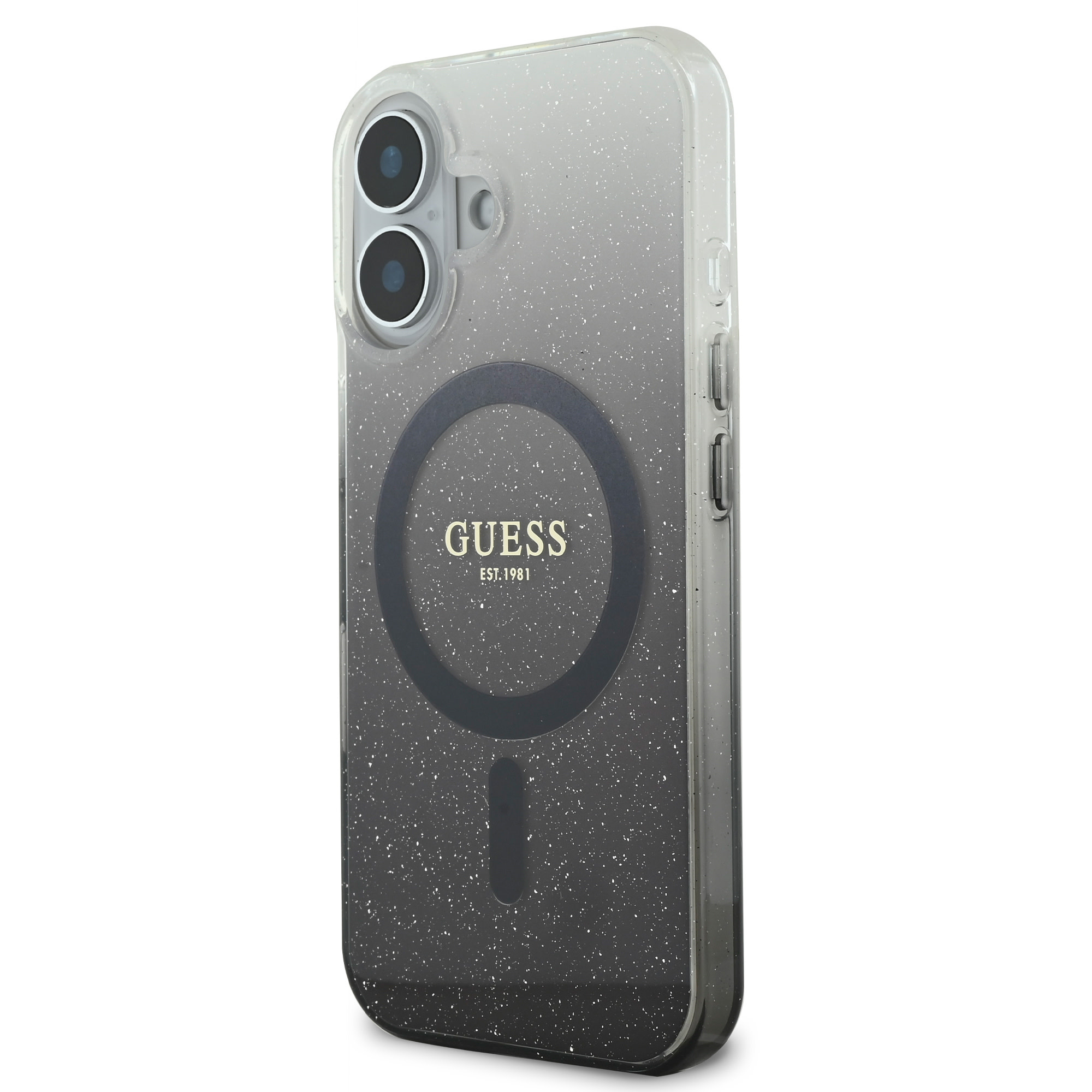 Guess Guess iPhone 16 Backcover hoesje Magsafe IML glitter gradient - Zwart, foto 2 van 6