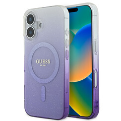 Guess iPhone 16 Back cover case - Magsafe IML glitter gradient - Purple