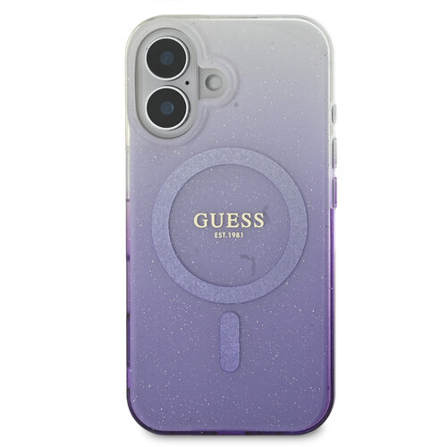Guess Guess iPhone 16 Back cover coque Magsafe IML glitter gradient - Violet