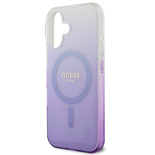 Guess Guess iPhone 16 Back cover coque Magsafe IML glitter gradient - Violet
