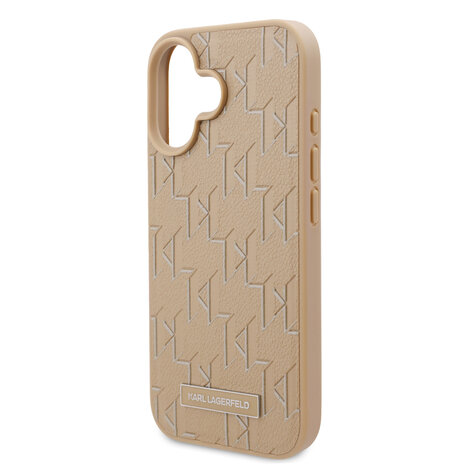 Karl Lagerfeld Karl Lagerfeld iPhone 16 Backcover hoesje Magsafe PU hot stamp - Beige Karl Lagerfeld Karl Lagerfeld iPhone 16 Backcover hoesje Magsafe PU hot stamp - Beige