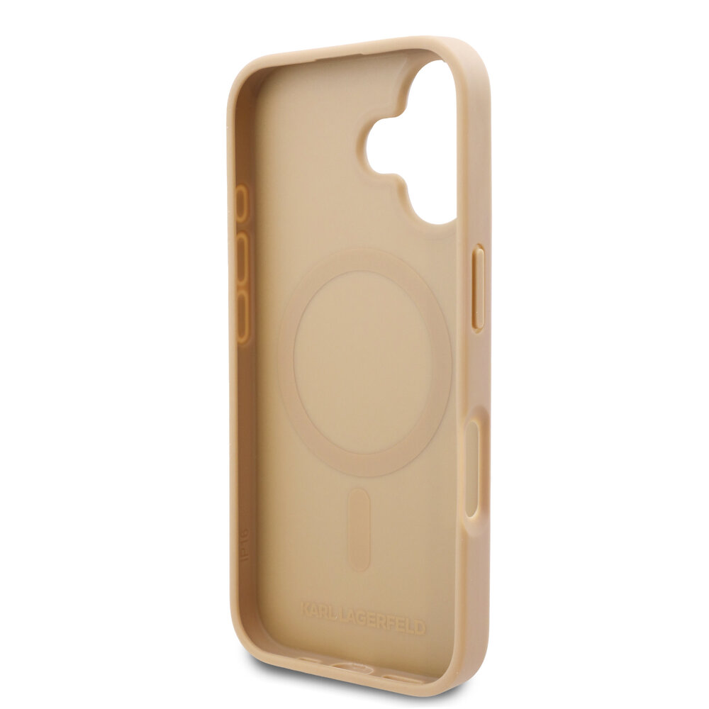 Karl Lagerfeld Karl Lagerfeld iPhone 16 Back cover coque Magsafe PU hot stamp - Beige Karl Lagerfeld Karl Lagerfeld iPhone 16 Back cover coque Magsafe PU hot stamp - Beige