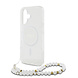 Guess Guess iPhone 16 Backcover hoesje Magsafe IML Flowers with pearl strap - Transparant Guess Guess iPhone 16 Backcover hoesje Magsafe IML Flowers with pearl strap - Transparant