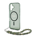 Guess Guess iPhone 16 Pro Max Back cover case - Magsafe ML Glitter with pearl strap - Green
