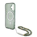 Guess Guess iPhone 16 Pro Max Back-Cover hul - Magsafe ML Glitter with pearl strap - Grün