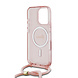 Guess Guess iPhone 16 Pro Back cover coque Magsafe IML crossbody cord script - Rose Guess Guess iPhone 16 Pro Back cover coque Magsafe IML crossbody cord script - Rose
