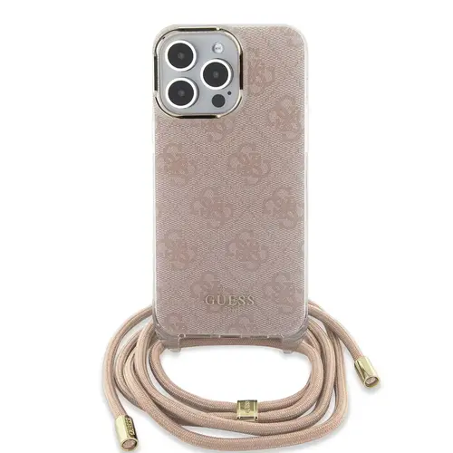 Guess Guess iPhone 16 Pro Back cover case - Crossbody cord 4G print - Pink