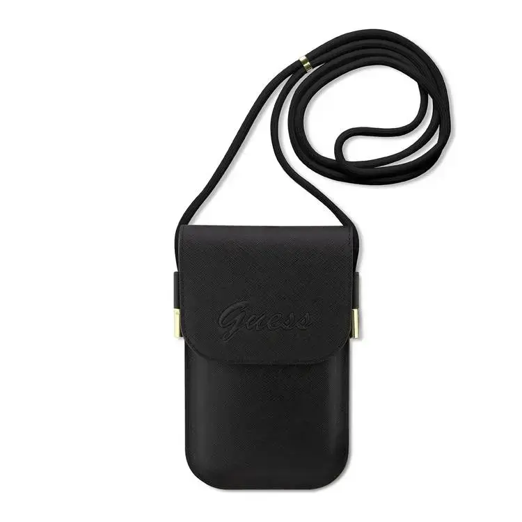 Guess Guess PU Leather Telefoontas - Wallet Bag - Embossed Logo - Zwart