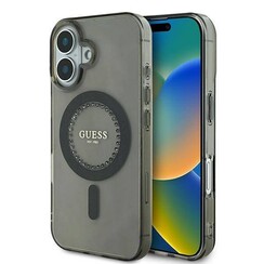 Guess iPhone 16 Back cover case - Magsafe IML rhinestones - Black
